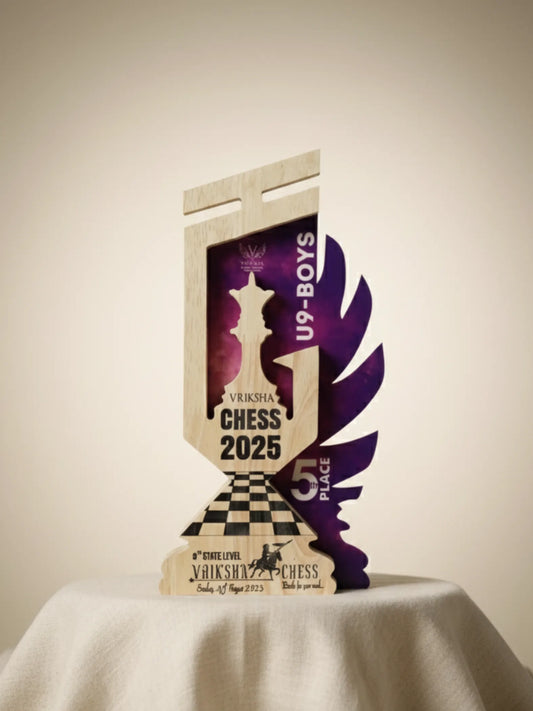 Chess queen trophy size comparison showing different award options available