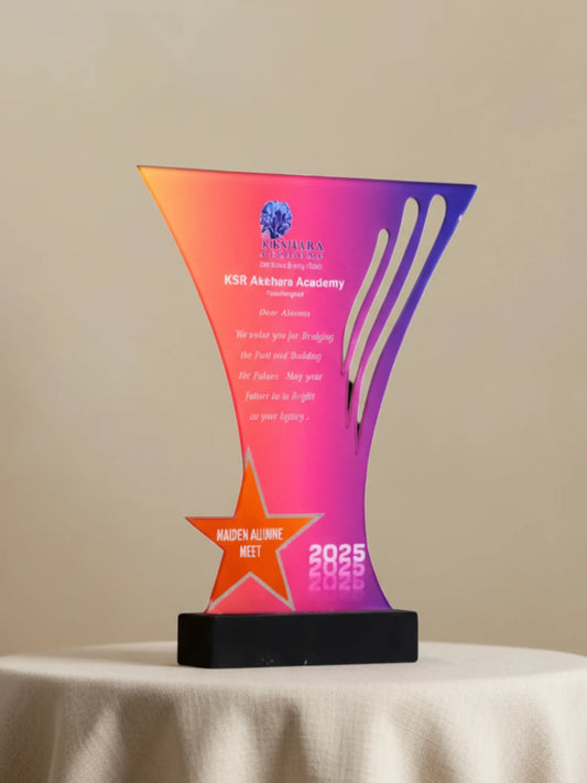 Premium Trophy Custom Design - Professional award with wooden and acrylic construction for excellence recognition