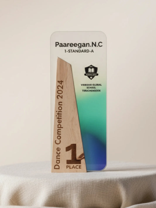 Dance trophy with custom engraving - personalized competition award featuring elegant shield design for winners and participants