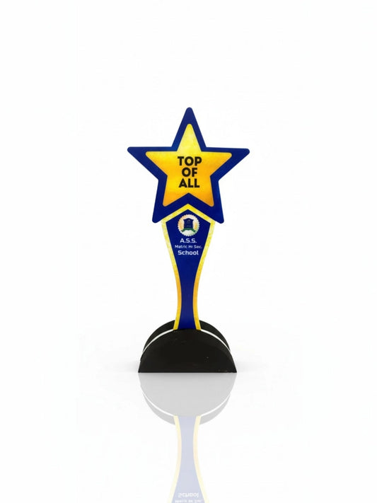 Decorative spoon with a star-shaped top labeled 'Top of All' on a white background