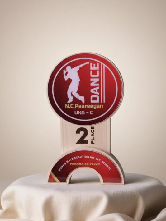 Custom annual day dance award - personalized duo trophy with sophisticated design perfect for school performances and dance team recognition