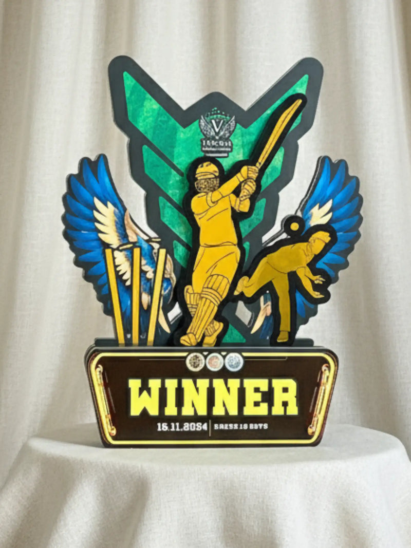 Custom Wooden Acrylic Cricket Trophy