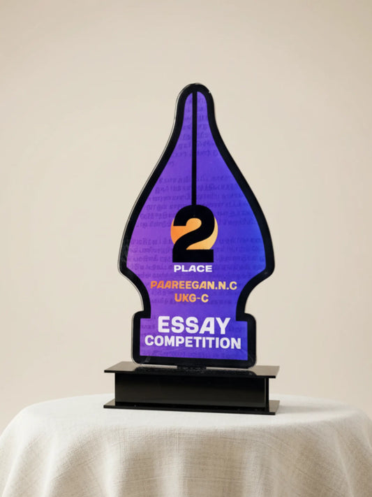 Essay Competition Trophy 2025 Academic - Premium award for writing competitions and literary merit recognition