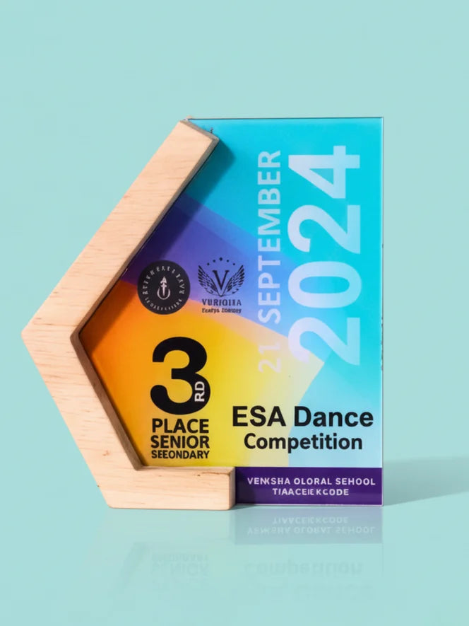 Award for 3rd place in the ESA Dance Competition at Venshia Oloral School for September 2024 on a light blue background.