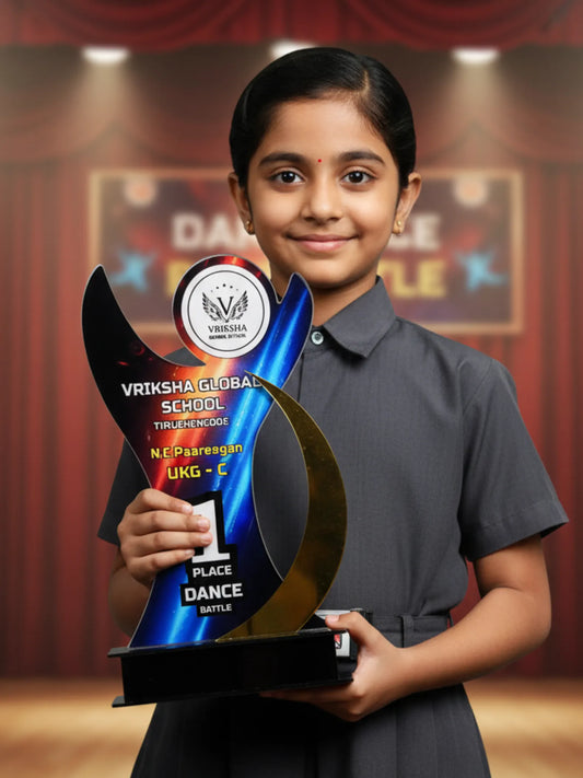 Premium personalized trophy displayed in exceptional achievement award ceremony setting