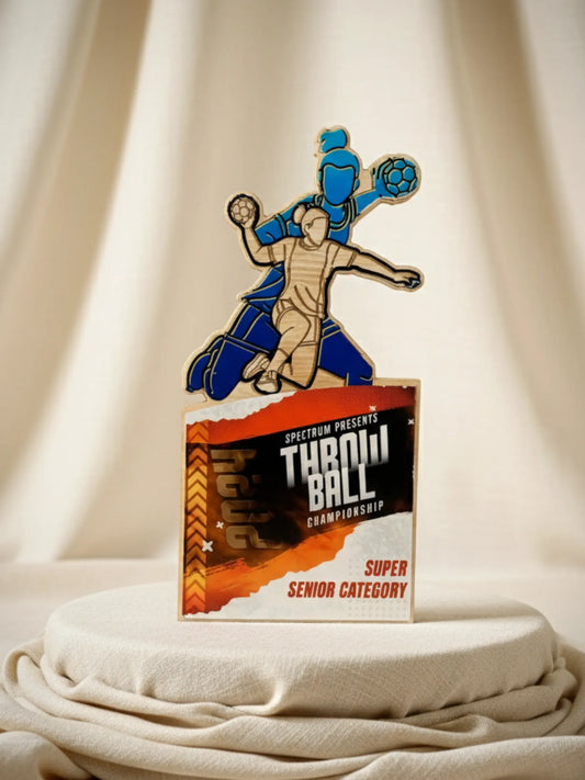 Throwball trophy size comparison showing different championship award options