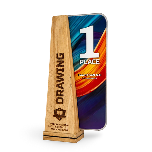 Drawing Trophy - First Place Award with Unique Tower Design