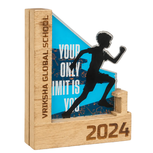 Running trophy wood acrylic custom engraved school athletics India