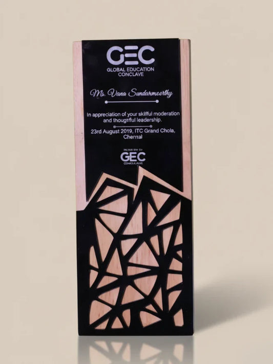 Premium corporate recognition trophies including acrylic trophies, and wooden employee achievement awards