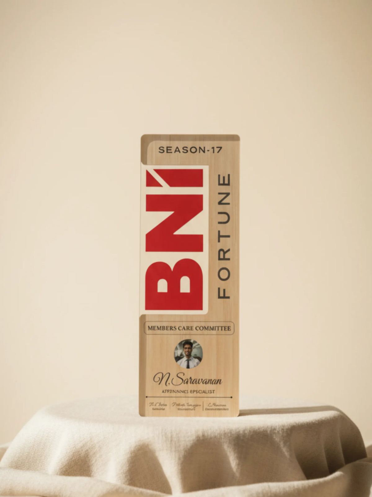BN1 Fortune product packaging on a beige surface with a beige background