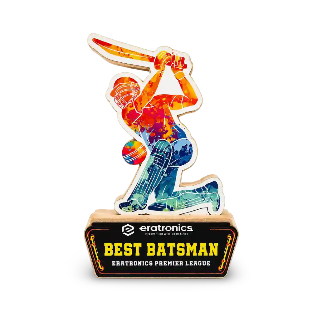 Cricket Batsman Acrylic Trophy | Custom Cricket Tournament Award
