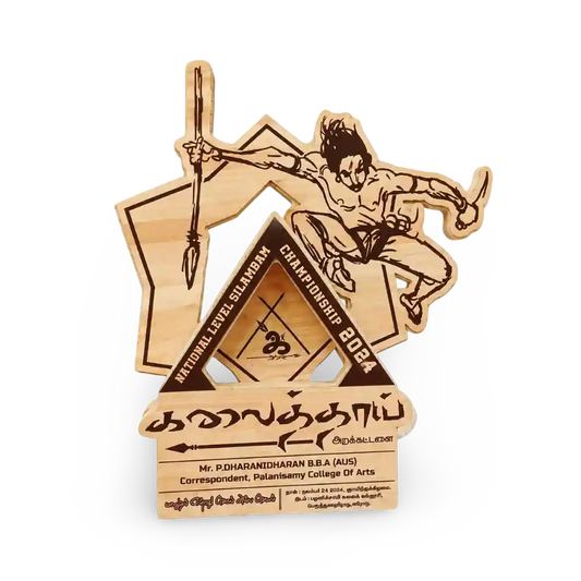 Silambam trophy India – eco friendly wooden martial arts award