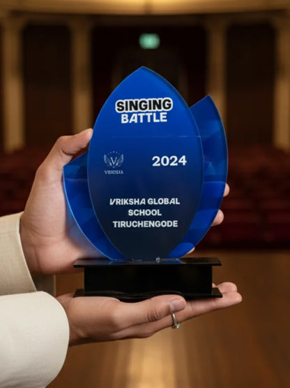 Blue award with 'Singing Battle 2024' text held by a person