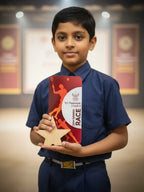 Personalized star trophy with golden star design and engraved name plate