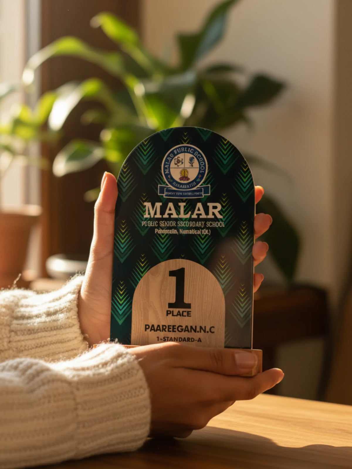 Dance trophy acrylic with wooden base premium award - elegant transparent trophy with natural wood foundation for dance competitions