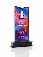 Drawing competition trophy presentation scene for art contests and student recognition events