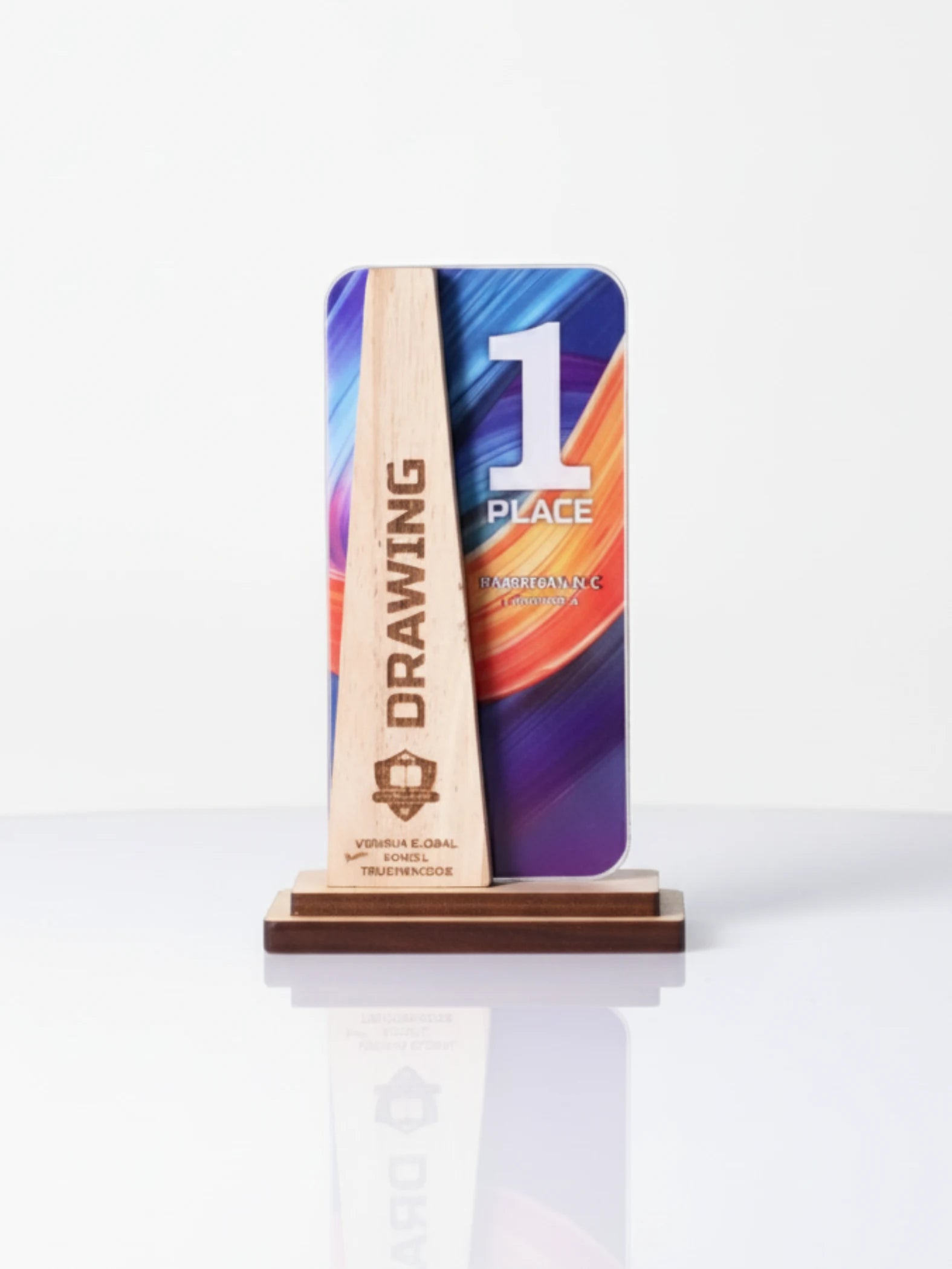 Premium first place drawing trophy featuring unique tower design - golden art award for drawing competitions and artistic merit