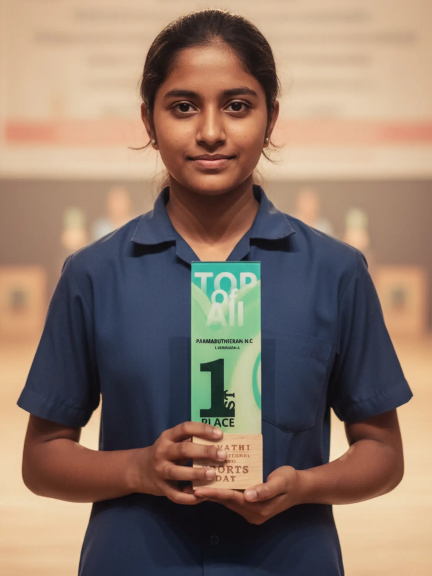  Acrylic trophy for top class performers - custom engraved academic excellence award Tamil Nadu