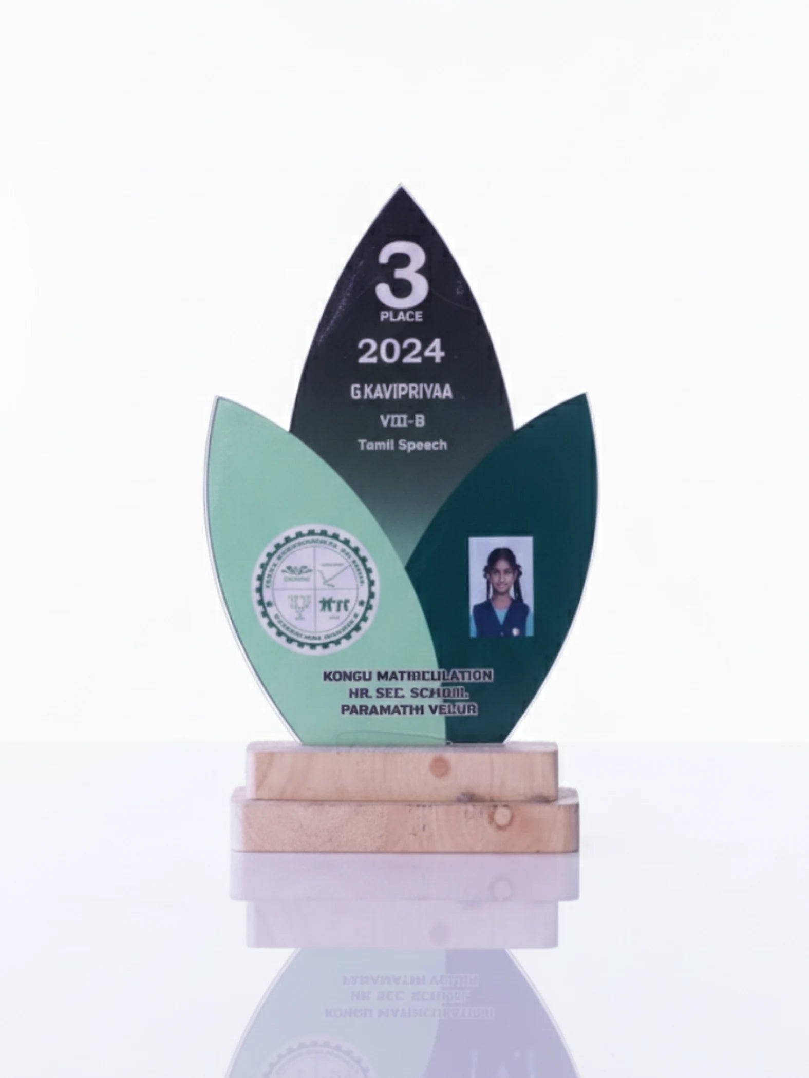 Tamil Speech Trophy Size Comparison - Academic award 2025 for Tamil oratory contests and speech competitions