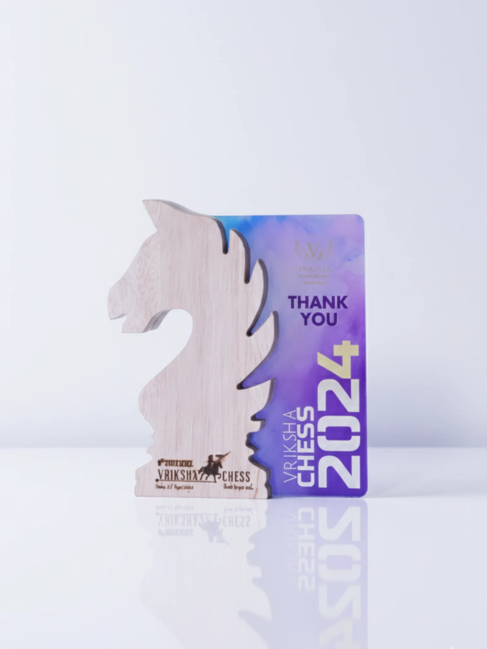 Close-up view of chess trophy showing detailed craftsmanship and premium finish