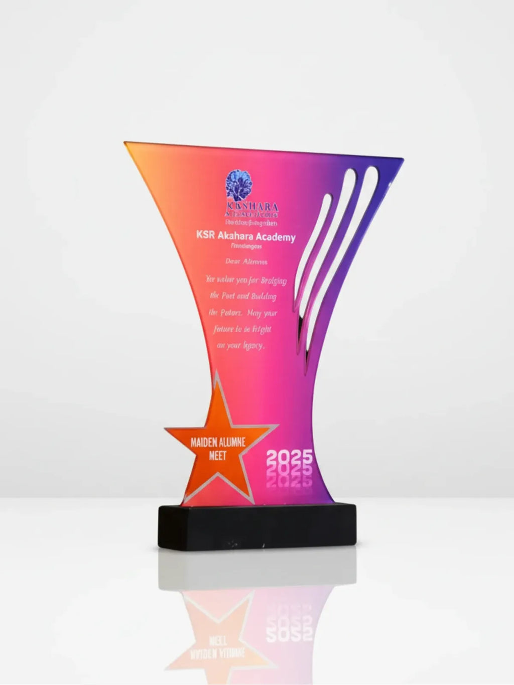 Premium Custom Trophy Award - High-quality design with wooden base for corporate and academic excellence