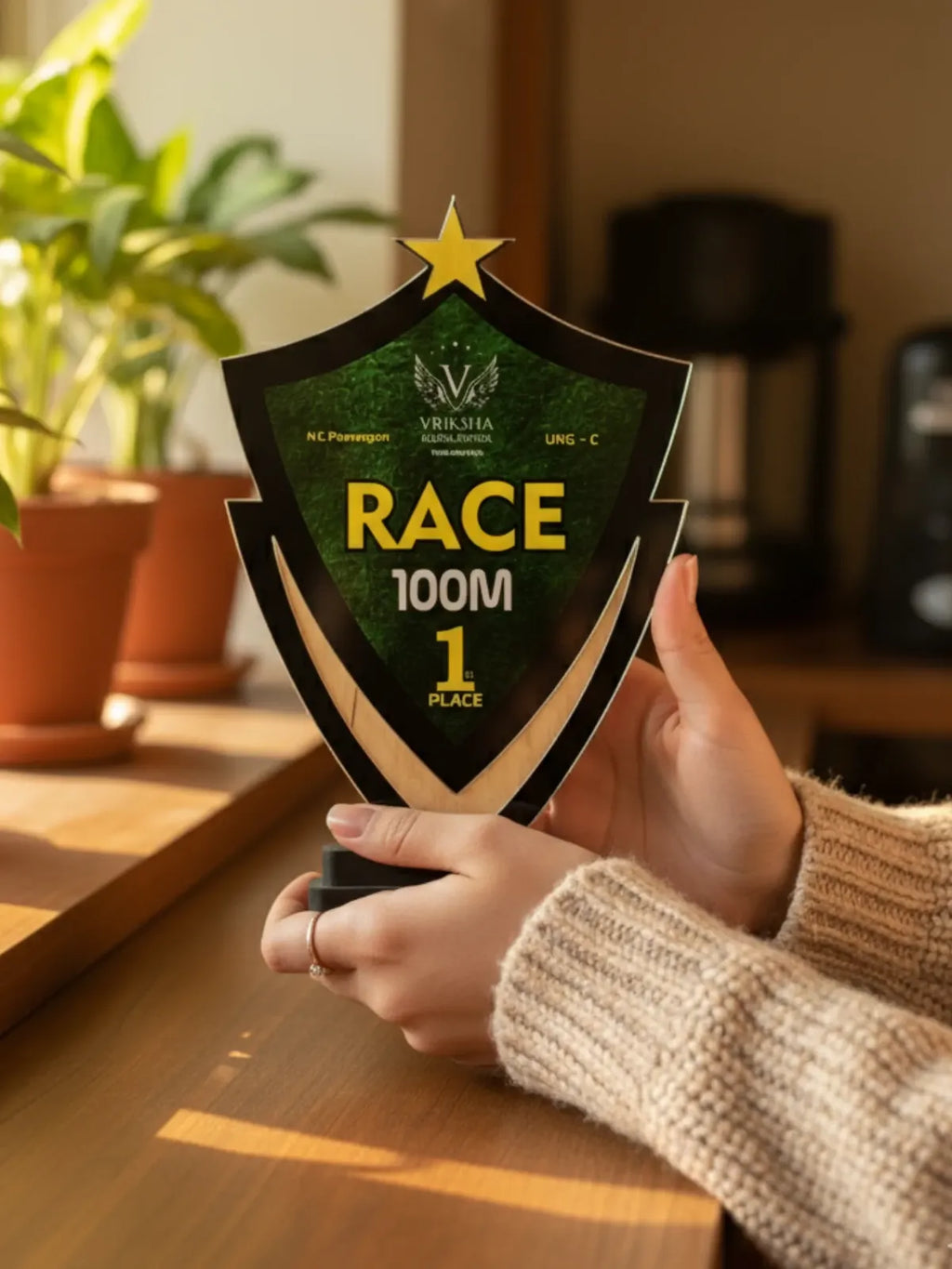 Champion's shield trophy size comparison showing different first place award options