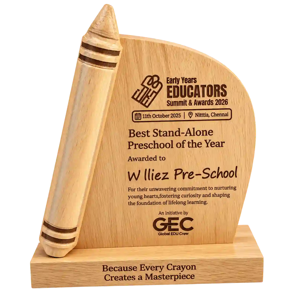 Preschool of the Year Crayon Recognition Trophy