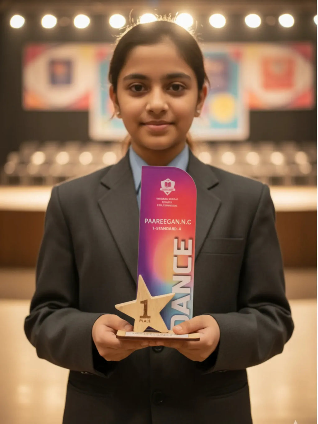 Acrylic dance trophy for cultural day celebrations - unique design award ideal for traditional performances and multicultural event recognition