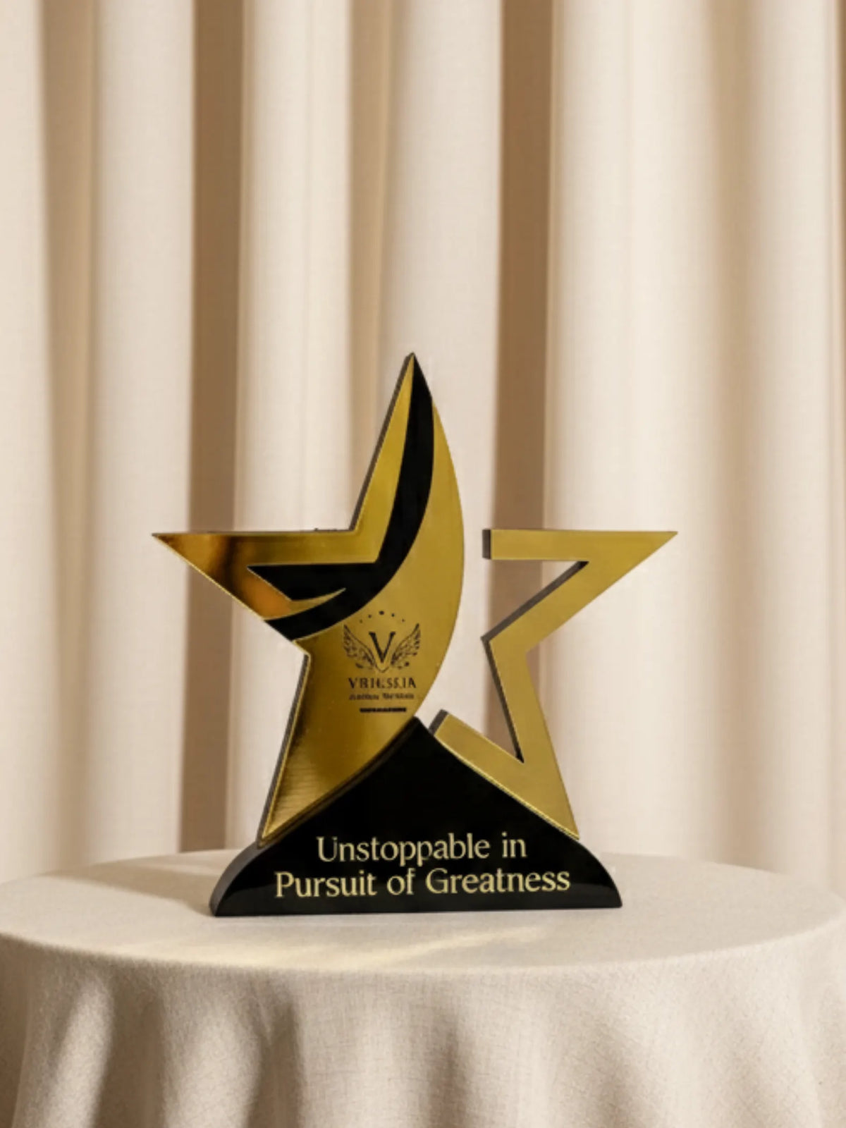 "Custom Star Performer Award - wood & acrylic trophy