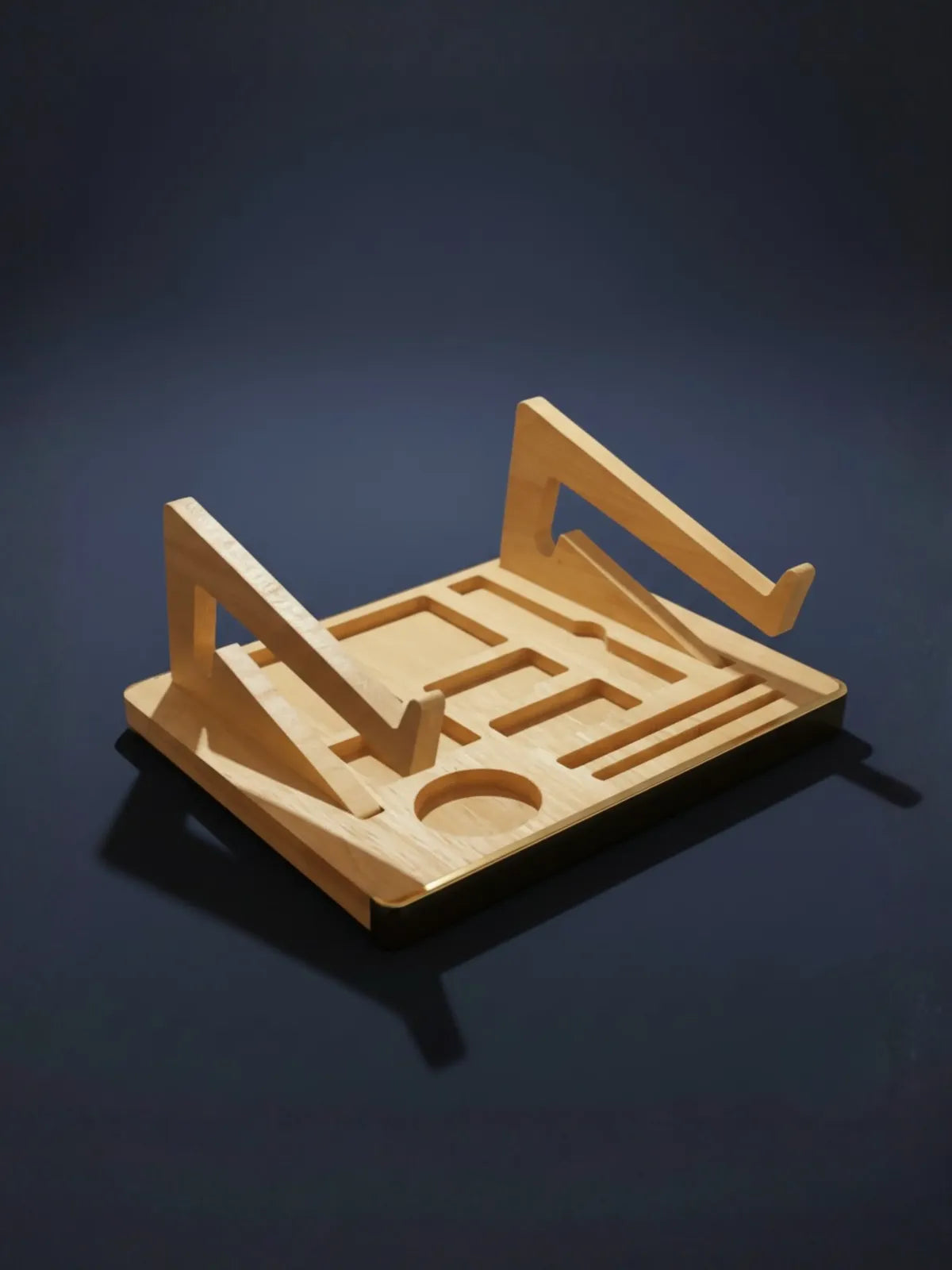Wooden maze toy on a dark background