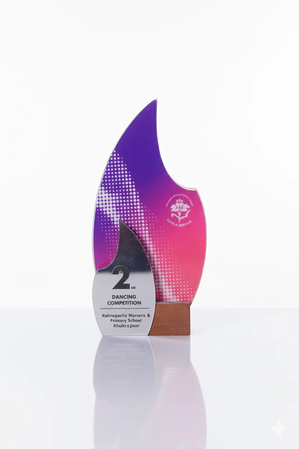 Colorful shoe-shaped trophy with 'Dancing Competition' text on a white background