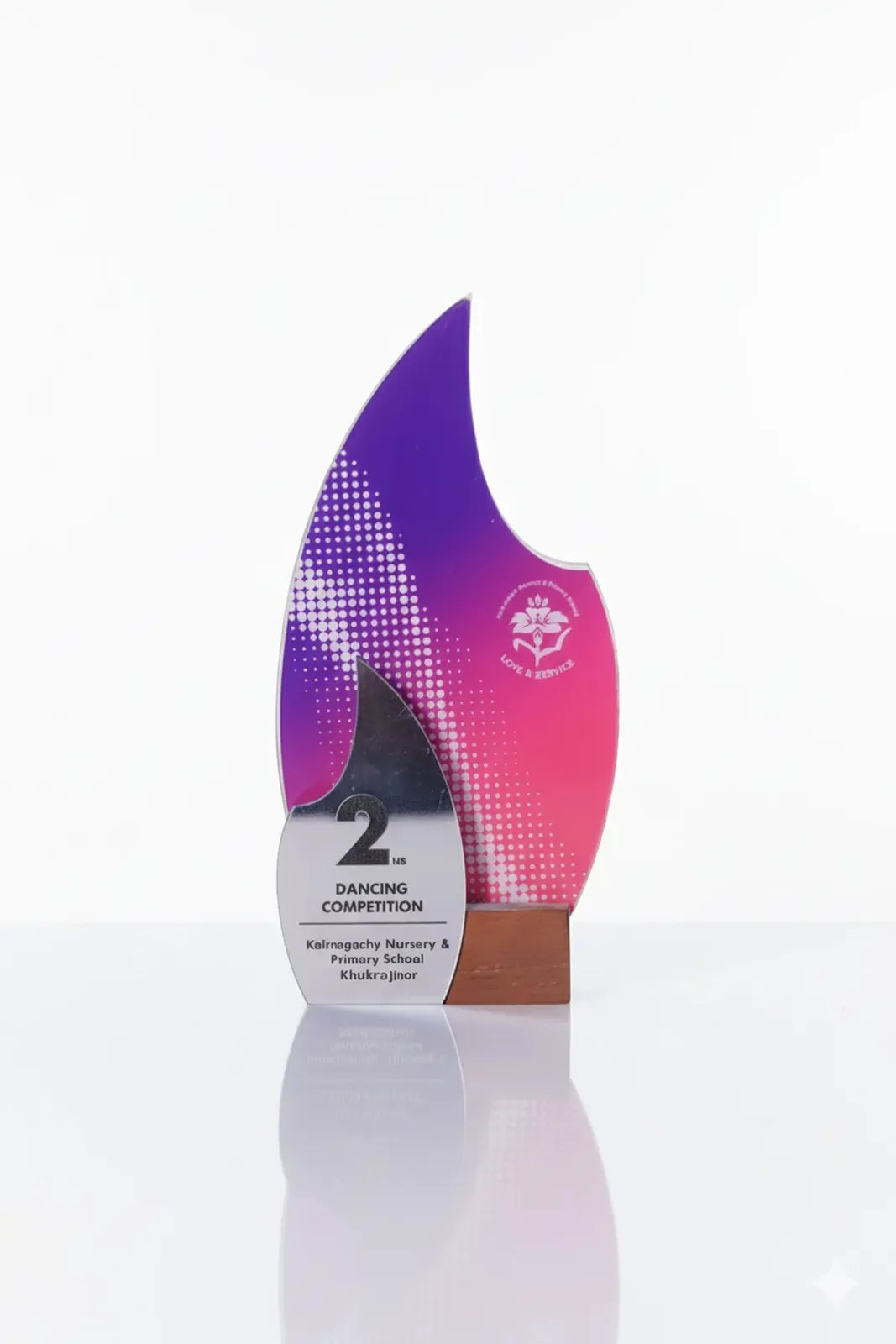 Colorful shoe-shaped trophy with 'Dancing Competition' text on a white background