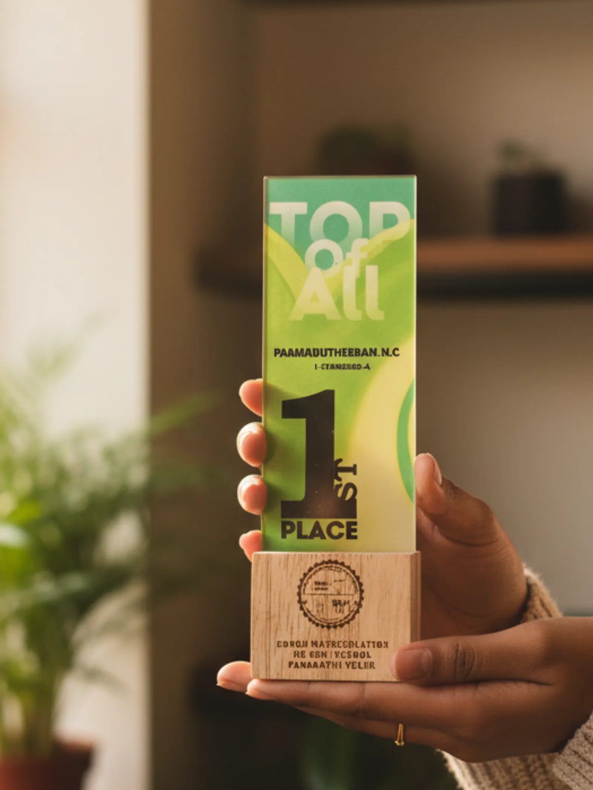 Top of All Class Trophy acrylic design - premium academic award for Tamil Nadu schools