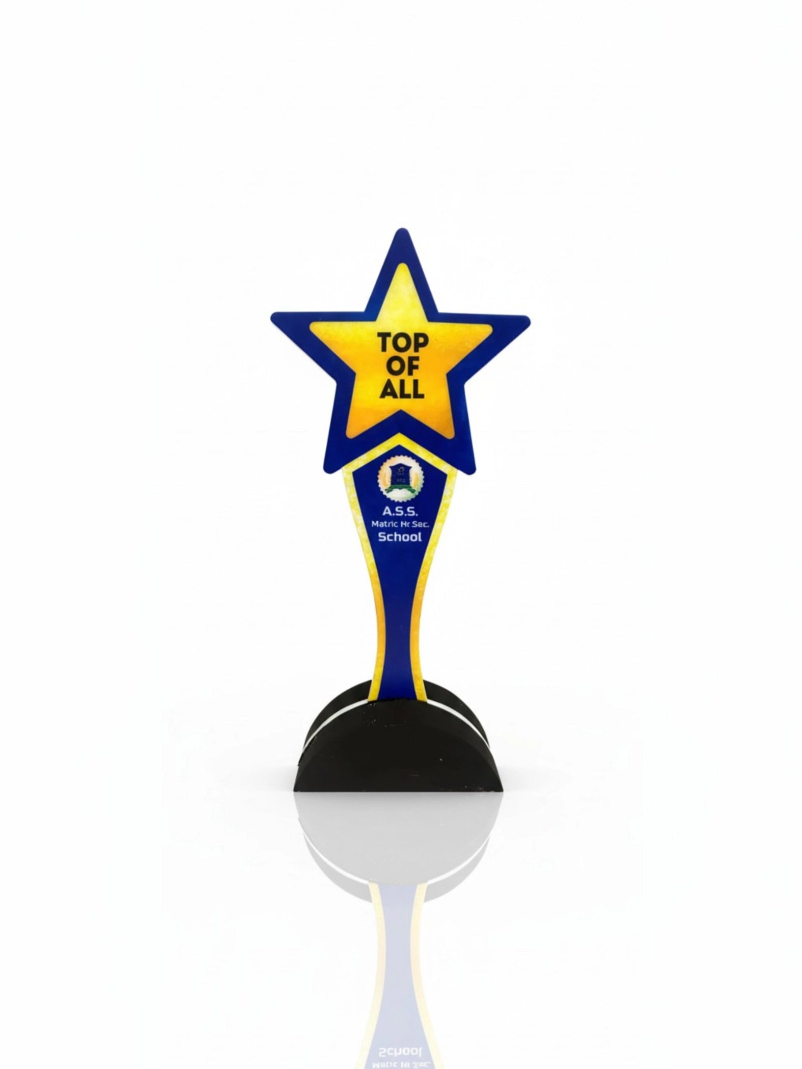 Trophy with a star on top labeled 'Top of All' on a white background