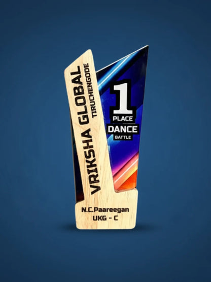Trophy with '1 Place Dance' on a blue background