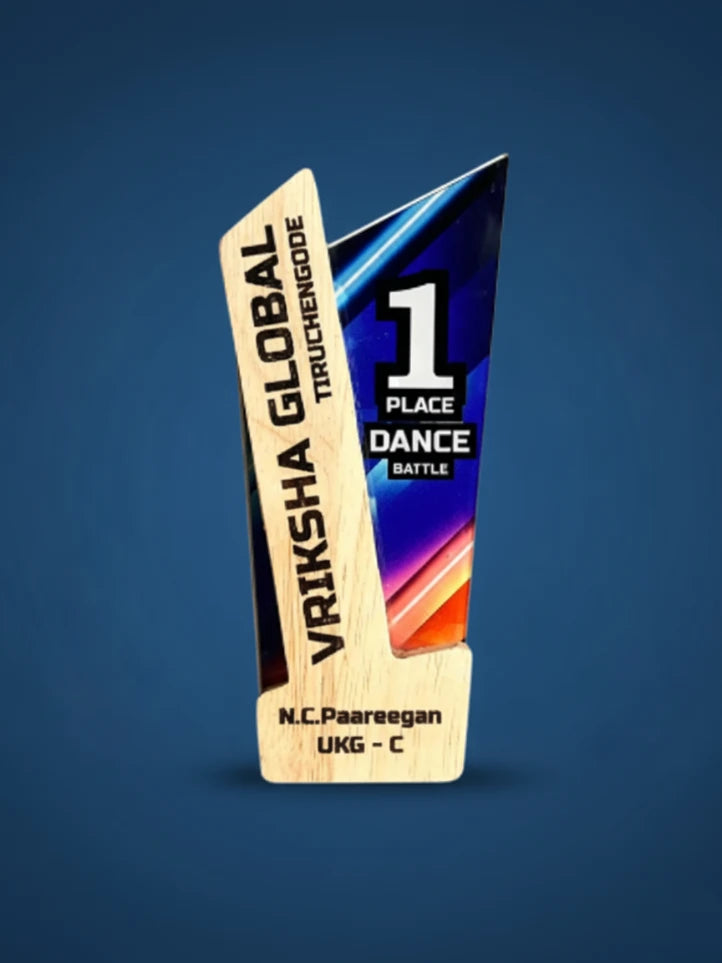 Trophy with '1 Place Dance' on a blue background