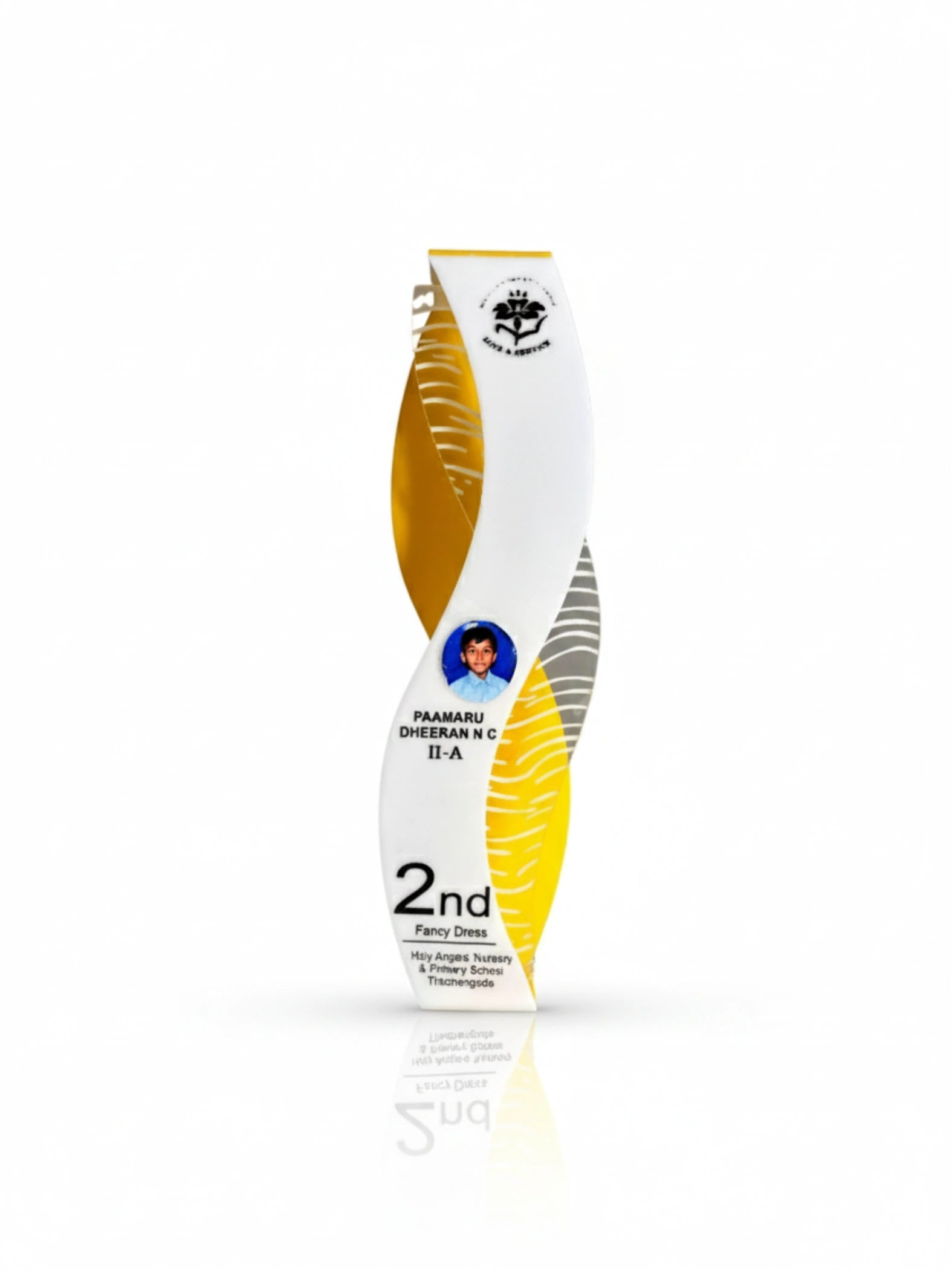 Elegant crystal award academic shield with premium acrylic construction - transparent trophy for educational honors