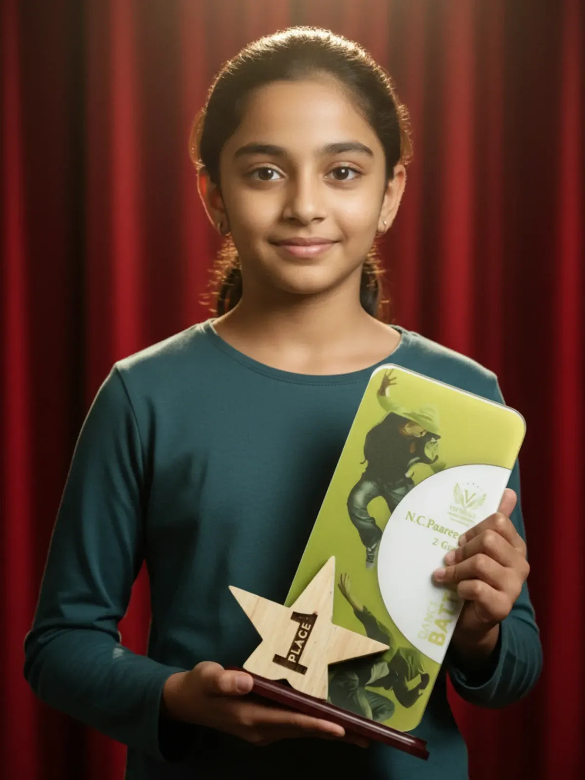 Celebrate dance battle victories with our premium personalized shield trophy