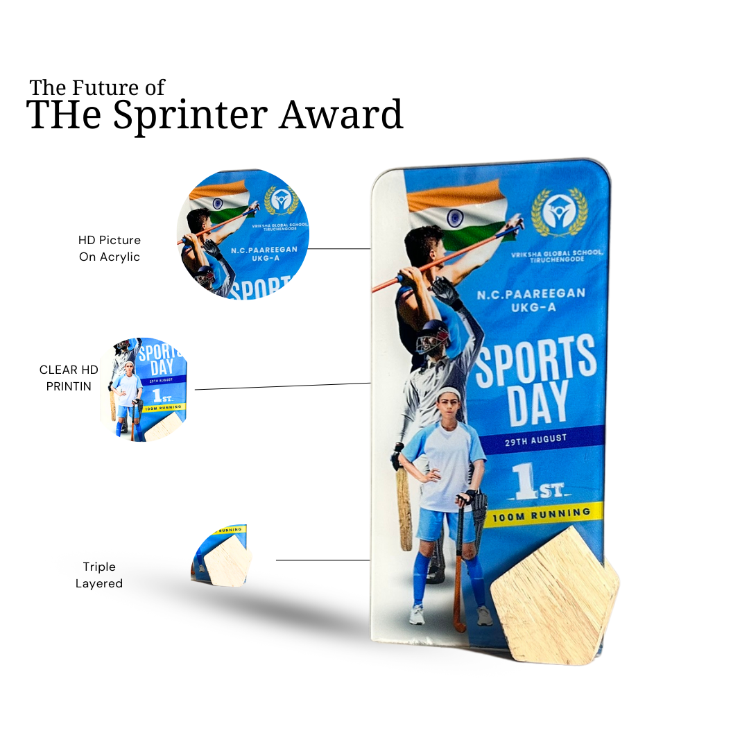 Personalized Sports Day Trophy - Modern Acrylic Design
