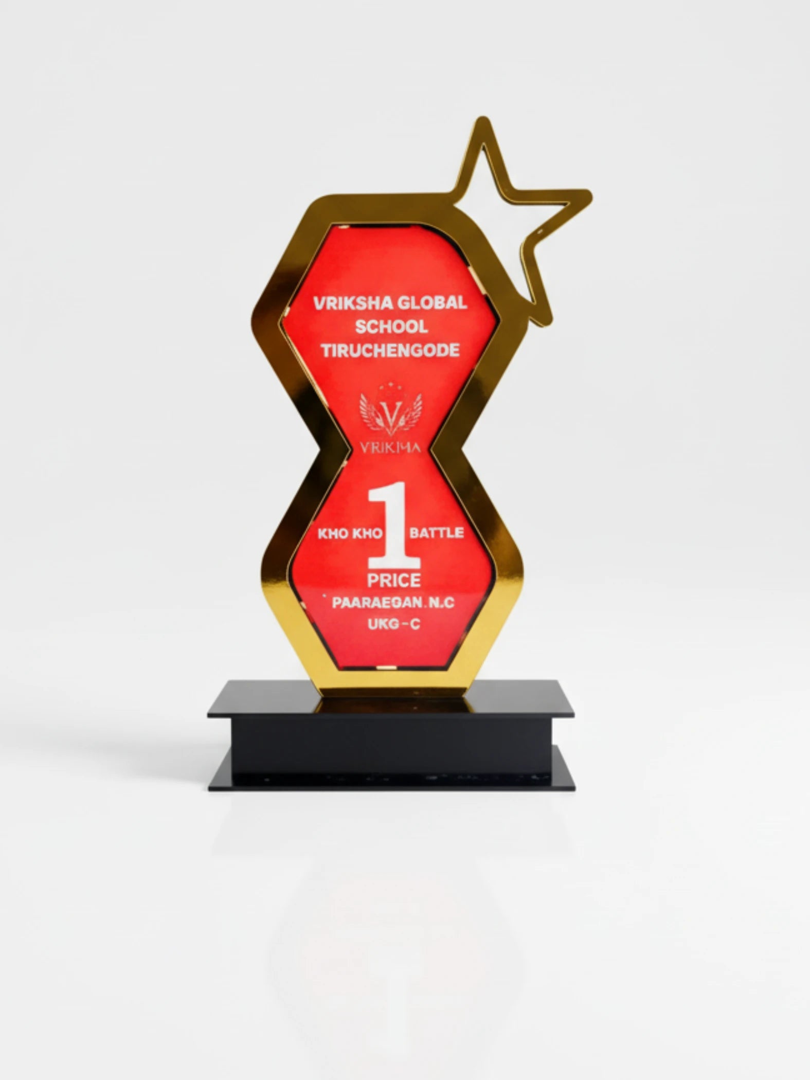 Premium kho kho trophy with sports figure and engraved champion nameplate