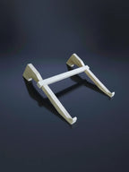 White metal bracket on a dark blue background