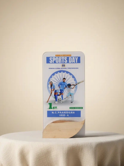 Sports Day certificate on a beige surface with a beige background