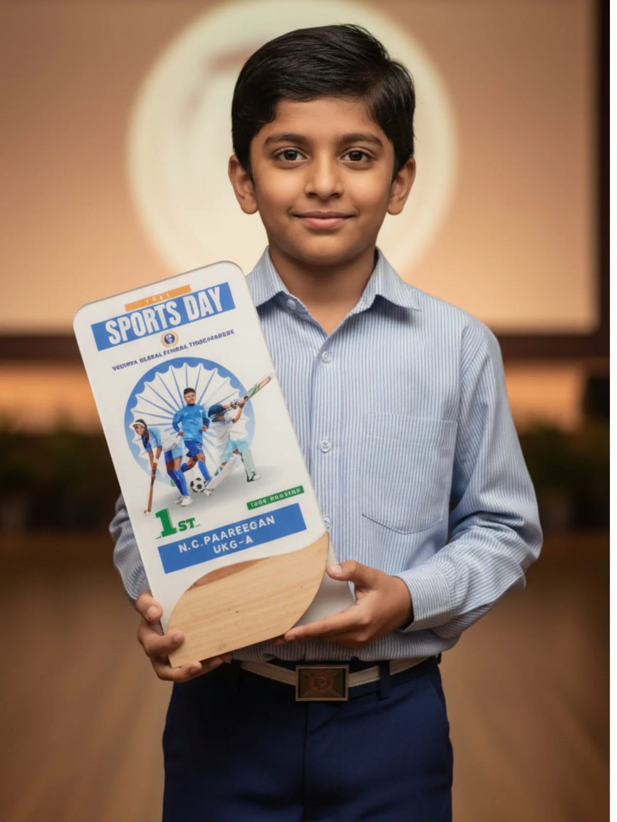 Sports day champion trophy size comparison showing different award options