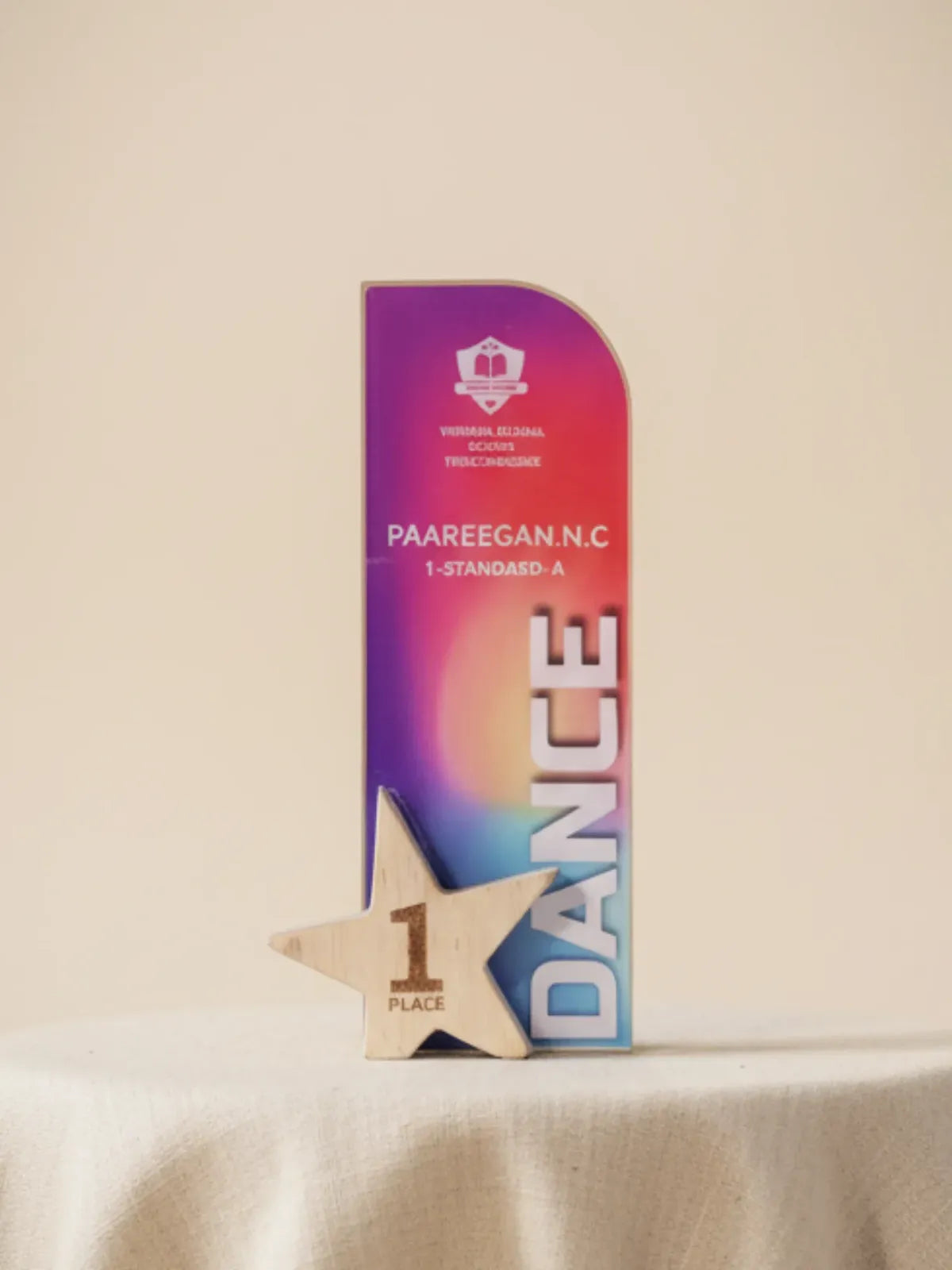 Cultural day dance trophy with unique acrylic design - premium award featuring distinctive styling perfect for traditional dance competitions and cultural festivals