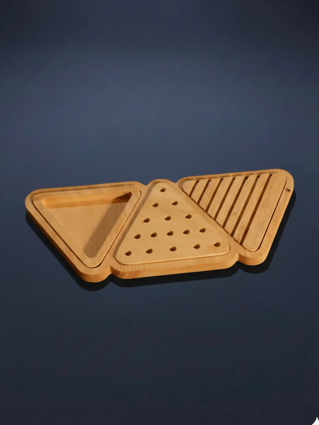 Sustainable bamboo desk organizer tray natural brown finish - Handmade wooden office decor with geometric patterns for multipurpose Indian workspace storage