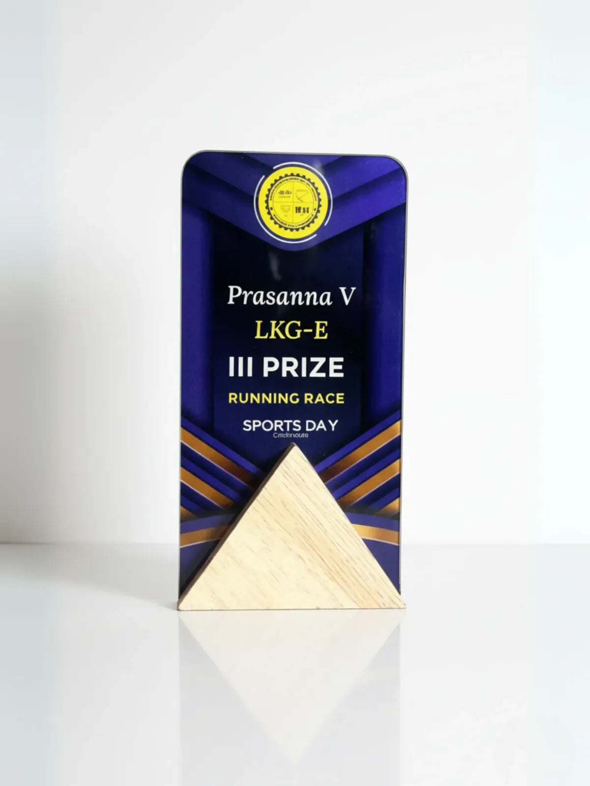 Close-up view of sports trophy showing detailed craftsmanship and premium finish