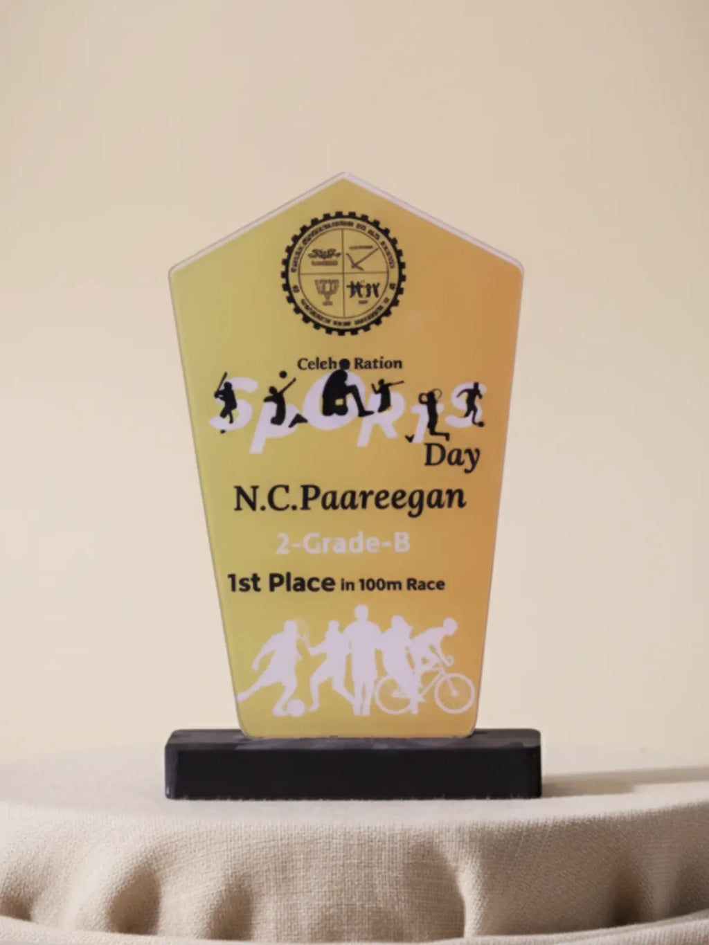 Custom engraved sports trophy for outstanding achievement - premium personalized award from leading Tamil Nadu trophy shop