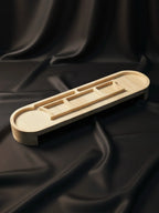 Wooden puzzle on a black fabric background