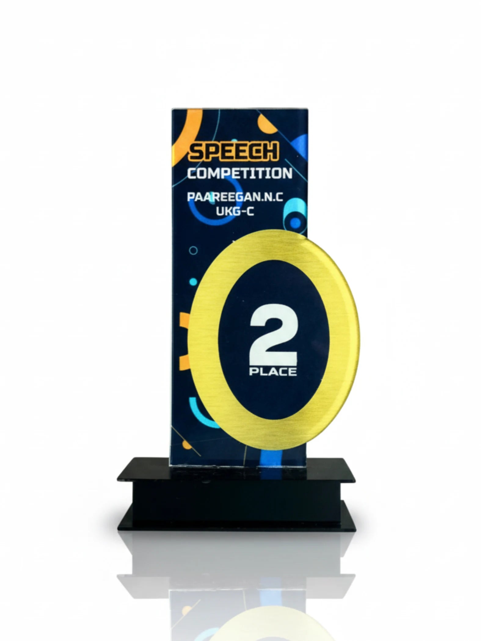 Oratory competition trophy for speech victory - premium golden award with detailed microphone craftsmanship for speakers