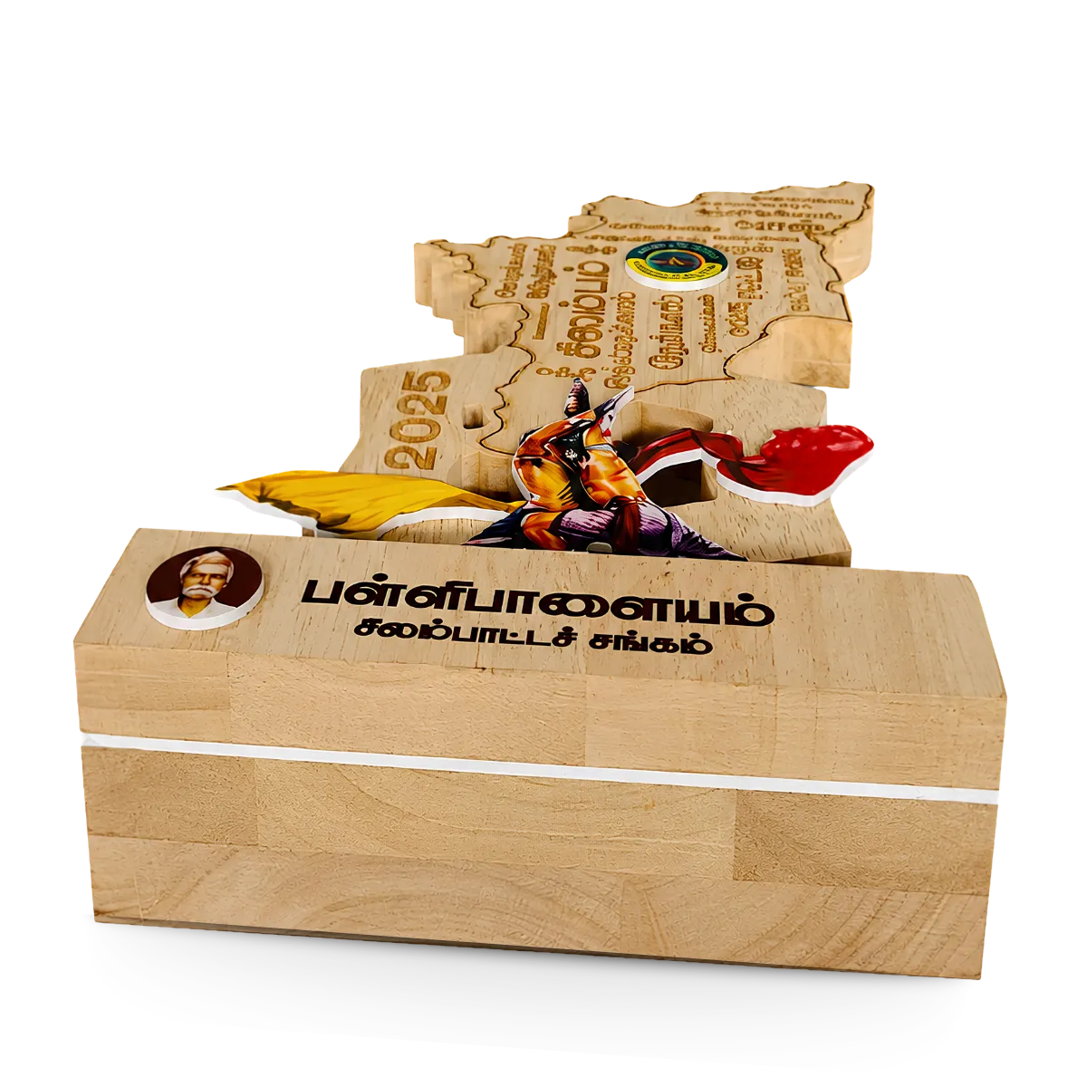 Silambam Trophy - Eco-Friendly Wooden & Acrylic Award